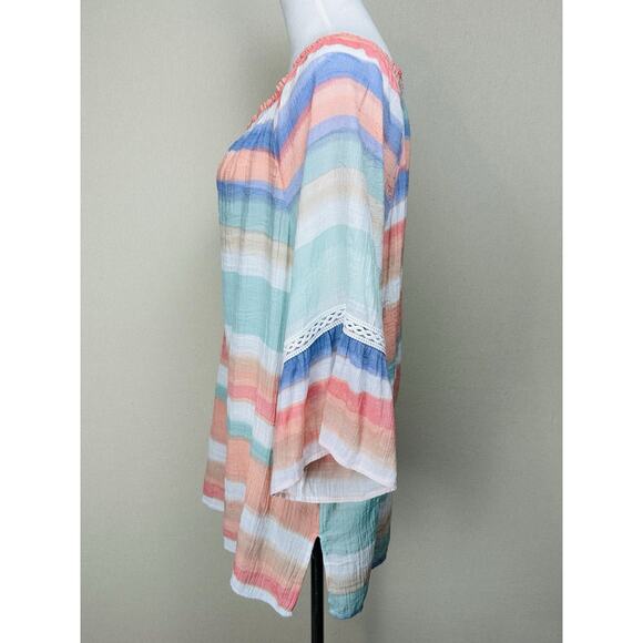 Zac & Rachel Woman 3X Pastel Colorful Bell Sleeve Blouse Peasant Boho Whimsy - Picture 7 of 12